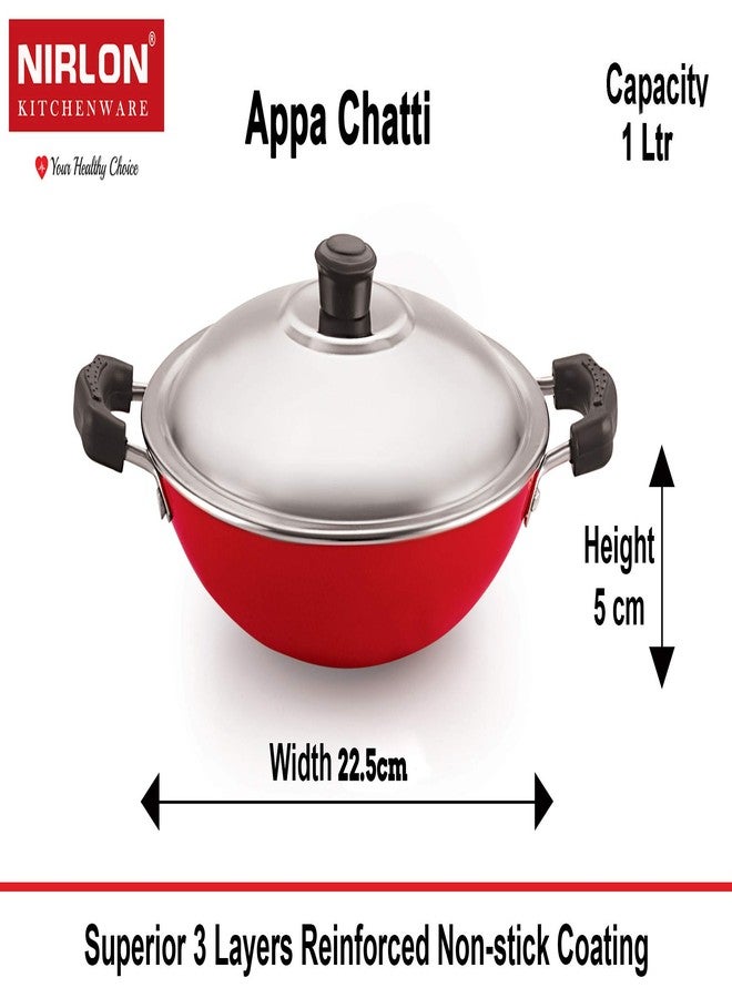 Nirlon Nonstick Pots and Pans 4 Pieces Set with Bakelite Handle (Concave Tawa 28.5cm + Appa Chatti Steel Lid 1 LTR + Appam 7 Cavity + Casserole 3.1 LTR) (CT12_AC_AP7_CS24) - Image 3